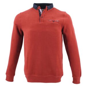 pull sweat CAPTEN au col polo couleur brique
