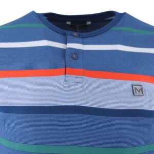 Pyjama MASSANA 100% coton rayé bleu, orange et vert
