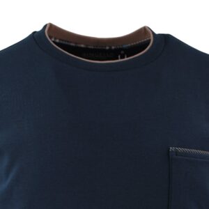 pyjama homme jogging RINGELLA avec pantalon carreaux et t-shirt uni marine