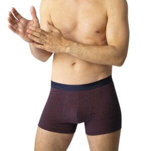3 boxer EMINENCE coton longue durée marine, bleu et rouille