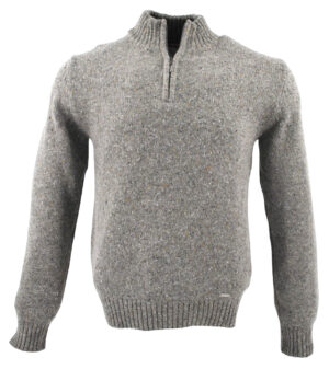 pull homme laine tweed gris moucheté col zip BEST GUEST Bill