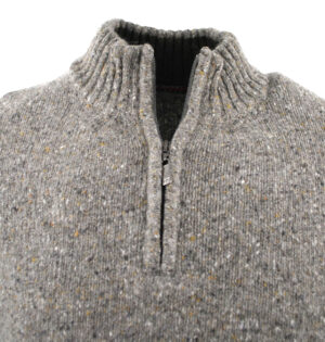 pull homme laine tweed gris moucheté col zip BEST GUEST Bill