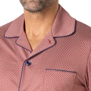 Pyjama veste boutonnée mercerisée EMINENCE rouille et marine