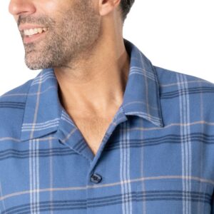 Pyjama homme forme ouverte et boutonné EMINENCE en flanelle carreaux bleus