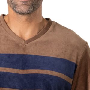 Pyjama velours EMINENCE marine et marron col V
