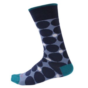 Chaussettes homme coton fantaisie rond marine sur fond denim LABONAL