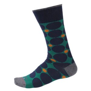 Chaussettes homme coton fantaisie rond marine sur fond vert LABONAL