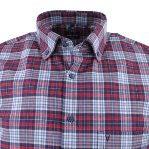 Chemise homme flanelle MARVELIS Casual Fit carreaux rouge et bleu