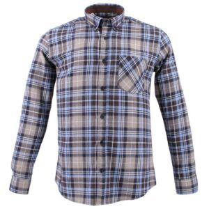 chemise homme coton flanelle CAPTEN beige et bleu