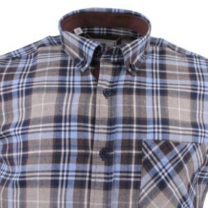 chemise homme coton flanelle CAPTEN beige et bleu