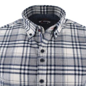 chemise homme flanelle THE SURFCAR écru et bleu