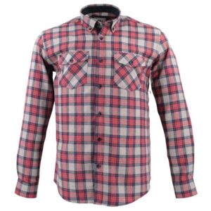 chemise homme en flanelle CAPTEN carreaux rouge et beige