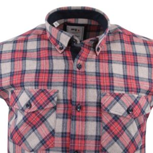 chemise homme en flanelle CAPTEN carreaux rouge et beige