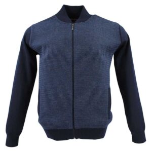 Gilet zip BEST GUEST 50% laine motif bleu sur le devant FLINT