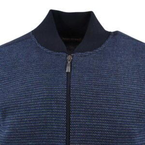 Gilet zip BEST GUEST 50% laine motif bleu sur le devant FLINT