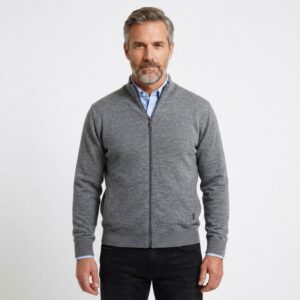 gilet laine zip gris BEST GUEST Fosto
