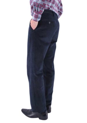 Pantalon homme en velours gros côtelé LCDN bleu marine Sénior 1X2