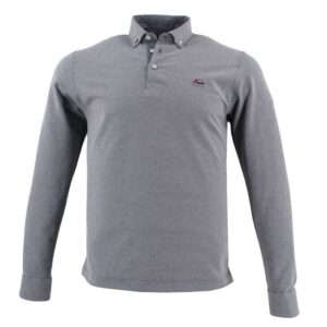 Polo manches longues gris col boutonné et poignets chemise THE SURFCAR