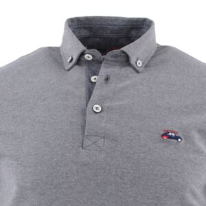 Polo manches longues gris col boutonné et poignets chemise THE SURFCAR