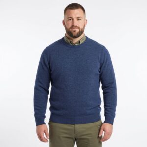 pull homme laine BEST GUEST ras du cou bleu denim 701bg