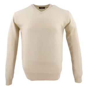 pull homme col V laine et cachemire BANDE ORIGINAL écru 5562600Bo