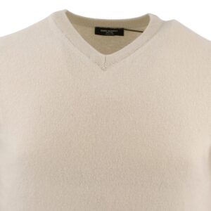 pull homme col V laine et cachemire BANDE ORIGINAL écru 5562600Bo