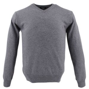 pull homme col V laine et cachemire BANDE ORIGINAL gris 5562600Bo