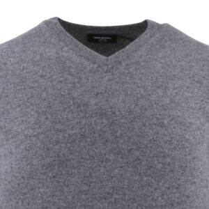 pull homme col V laine et cachemire BANDE ORIGINAL gris 5562600Bo