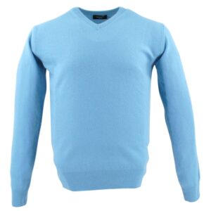 pull homme col V laine et cachemire BANDE ORIGINAL bleu 5562600Bo