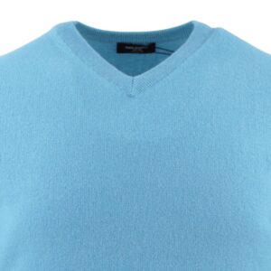 pull homme col V laine et cachemire BANDE ORIGINAL bleu 5562600Bo