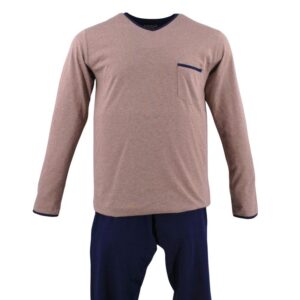 pyjama homme 100% coton RINGELLA haut marron clair