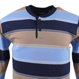 pyjama homme coton interlock RINGELLA rayé beige, ciel et marine