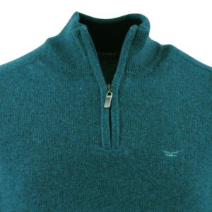 pull homme bleu/vert céladon BEST GUEST col camionneur 80% laine