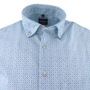 chemise manches courtes MARVELIS motif vert et bleu Casual Fit