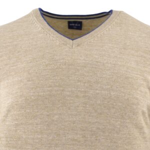 pull homme col V en coton sable MARVELIS