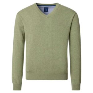 Pull V homme vert tisane en coton REDMOND 600rd