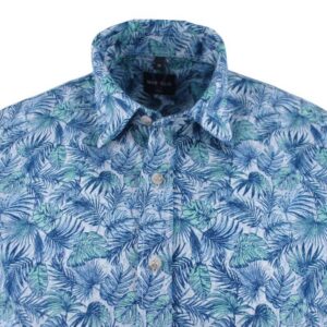 chemisette imprimé feuilles bleues et vertes MARVELIS Modern Fit