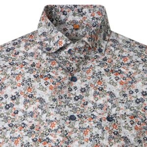 chemisette imprimée feuilles orange et marine REDMOND modern fit