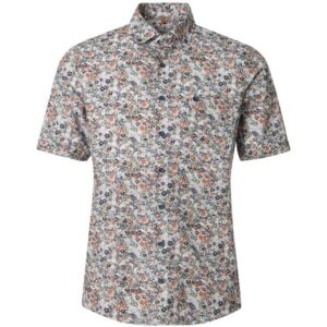 chemisette imprimée feuilles orange et marine REDMOND modern fit