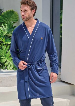 peignoir homme léger MASSANA uni bleu