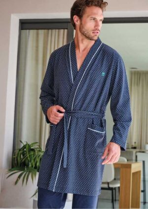 peignoir homme léger MASSANA bleu imprimé fantaisie