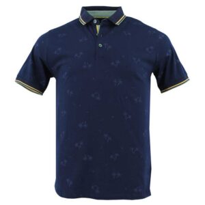 Polo homme MONTE CARLO marine avec palmiers