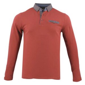 Polo manches longues CAPTEN col boutonné brique