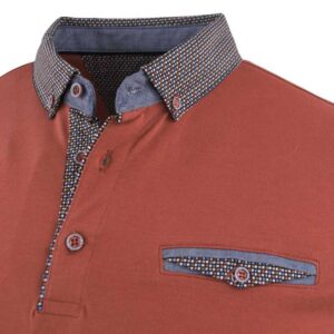 Polo manches longues CAPTEN col boutonné brique