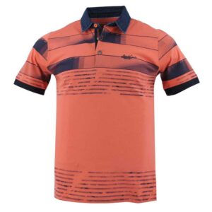 Polo MONTE CARLO orange col bleu jean