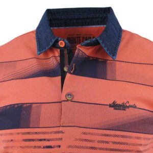Polo MONTE CARLO orange col bleu jean
