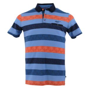Polo homme MONTE CARLO rayures horizontales orange et bleu