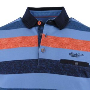 Polo homme MONTE CARLO rayures horizontales orange et bleu