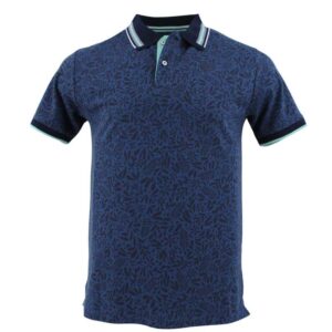 Polo homme imprimé marine sur fond bleu BLACK WELLIS