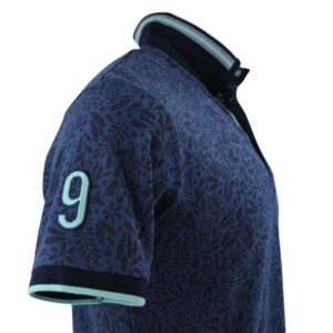 Polo homme imprimé marine sur fond bleu BLACK WELLIS